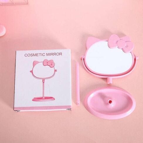 Desk Mirror, Kitty Cat Shape-Kawaii &Vanity Makeup Mirror for You in Bathroom or Bedroom- Pink, Birthday Gift for Hello, Kitty Fans in Saudi Arabia