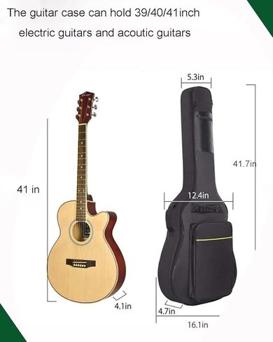 Acoustic guitar case, classical guitar case,Guitar cases for acoustic guitars soft padded, guitars[Waterproof][[Adjustable shoulder strap] guitar gig bag[41inch] in Kuwait