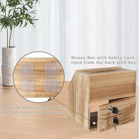 Wooden Suggestion Box with Lock, Rustic Ballot Box with Slot with Chalkboard Label, Donation Boxe for Fundraising with Clear Acrylic Viewing Window for Suggestion, Donation, Ballot, Tip, Comment in Kuwait