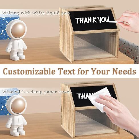 Wooden Suggestion Box with Lock, Rustic Ballot Box with Slot with Chalkboard Label, Donation Boxe for Fundraising with Clear Acrylic Viewing Window for Suggestion, Donation, Ballot, Tip, Comment in Kuwait