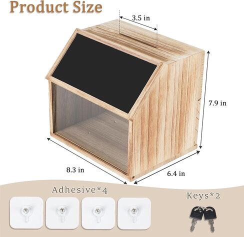 Wooden Suggestion Box with Lock, Rustic Ballot Box with Slot with Chalkboard Label, Donation Boxe for Fundraising with Clear Acrylic Viewing Window for Suggestion, Donation, Ballot, Tip, Comment in Kuwait
