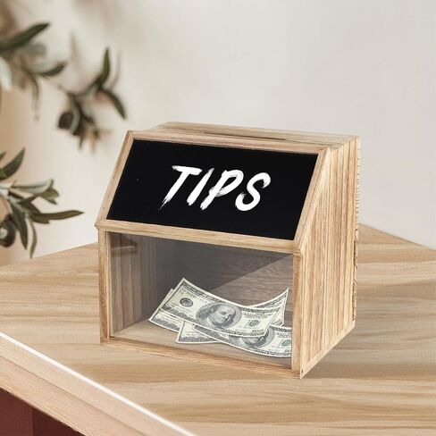 Wooden Suggestion Box with Lock, Rustic Ballot Box with Slot with Chalkboard Label, Donation Boxe for Fundraising with Clear Acrylic Viewing Window for Suggestion, Donation, Ballot, Tip, Comment in Kuwait