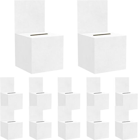 10 قطع من صناديق الاقتراع مقاس 6 × 6 × 6 بوصات صناديق تبرعات من الورق المقوى مع فتحة ورأس قابل للإزالة للسحب والتذاكر والأعمال الخيرية والتصويت (أبيض) in Kuwait