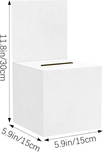 10 قطع من صناديق الاقتراع مقاس 6 × 6 × 6 بوصات صناديق تبرعات من الورق المقوى مع فتحة ورأس قابل للإزالة للسحب والتذاكر والأعمال الخيرية والتصويت (أبيض) in Kuwait