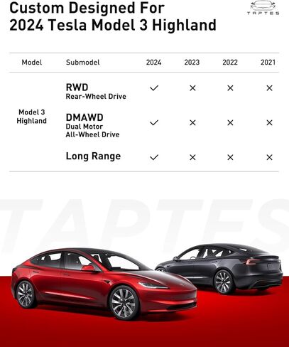 TAPTES 2024 Tesla Model 3 سجادات أرضية المرتفعات، مجموعة كاملة من Tesla Model 3 بطانات أرضية لجميع الأحوال الجوية 2024، Tesla Model 3 2024 Highland Accessories Tesla 3 Trunk Frunk Mat Rear علبة البضائع الداخلية (6 قطع) in Kuwait