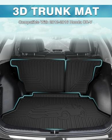 سجادات صندوق السيارة Mixsuper Liner Cargo متوافقة مع 2012-2016 Honda CR-V CRV، حماية من جميع الأحوال الجوية، بطانات شحن TPE سوداء مخصصة in Kuwait