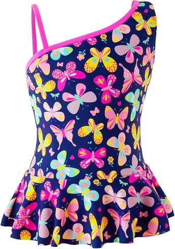 IKALI Girls Swimsuit Bathing Suit 1-Shoulder One Piece Swim Suit Swimwear Rash Guard Sets in Saudi Arabia