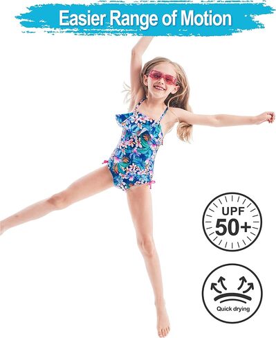 IKALI Girls Swimsuit Bathing Suit 1-Shoulder One Piece Swim Suit Swimwear Rash Guard Sets in Saudi Arabia