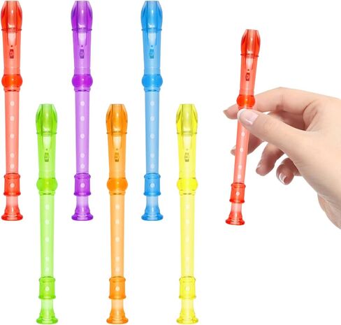 RMISODO 6 Pieces Mini Translucent Soprano Recorder Plastic 6 Hole Soprano Descant Recorder Music Flute for School Student, Random Color in Kuwait