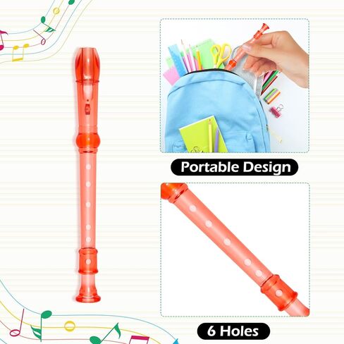 RMISODO 6 Pieces Mini Translucent Soprano Recorder Plastic 6 Hole Soprano Descant Recorder Music Flute for School Student, Random Color in Kuwait