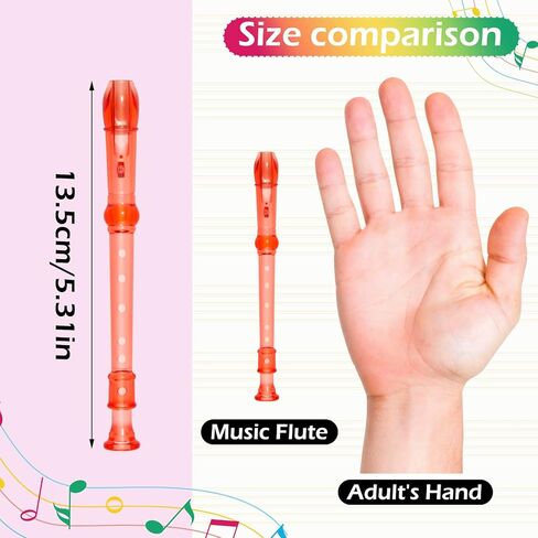 RMISODO 6 Pieces Mini Translucent Soprano Recorder Plastic 6 Hole Soprano Descant Recorder Music Flute for School Student, Random Color in Kuwait