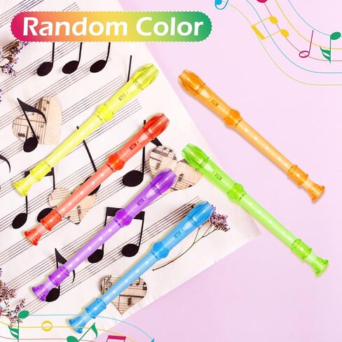 RMISODO 6 Pieces Mini Translucent Soprano Recorder Plastic 6 Hole Soprano Descant Recorder Music Flute for School Student, Random Color in Kuwait