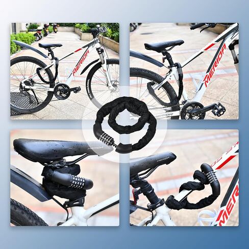 قفل سلسلة الدراجة من هومي بطول 3.6أقدام، 5 أرقام قابلة لإعادة الضبط، أقفال الدراجة الثقيلة المضادة للسرقة، قفل سلسلة الدراجة بدون مفتاح للدراجة والدراجات النارية والدراجات والباب والبوابة والسياج والشواية in Kuwait