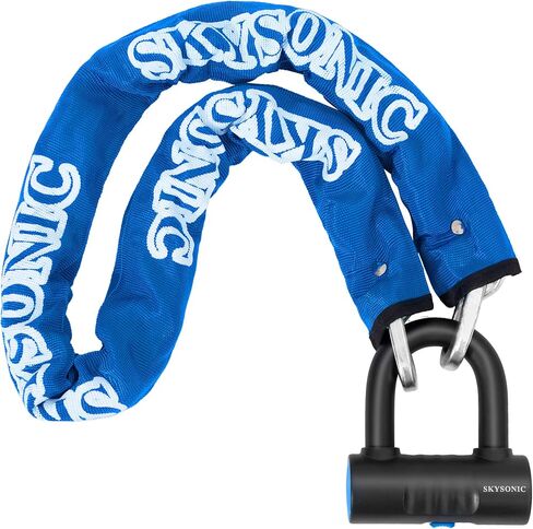 قفل سلسلة دراجة نارية SKYSONIC بطول 4 أقدام/120 سم قفل دراجة شديد التحمل 10 مم سلاسل سميكة مقاومة للقطع 18 مم قفل قرص U للدراجات النارية والدراجة والسكوتر والمولد والدراجات والبوابات in Kuwait