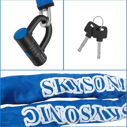 قفل سلسلة دراجة نارية SKYSONIC بطول 4 أقدام/120 سم قفل دراجة شديد التحمل 10 مم سلاسل سميكة مقاومة للقطع 18 مم قفل قرص U للدراجات النارية والدراجة والسكوتر والمولد والدراجات والبوابات in Kuwait