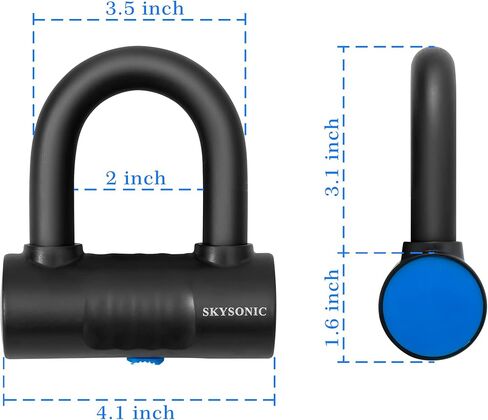 قفل سلسلة دراجة نارية SKYSONIC بطول 4 أقدام/120 سم قفل دراجة شديد التحمل 10 مم سلاسل سميكة مقاومة للقطع 18 مم قفل قرص U للدراجات النارية والدراجة والسكوتر والمولد والدراجات والبوابات in Kuwait
