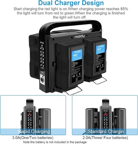 Miady BP-4CH 4 Channel V-Mount/V Lock Battery Charger with DC 16.5V Power Supply Output Compatible with Any V-Mount Battery(Battery Not Included) in Saudi Arabia