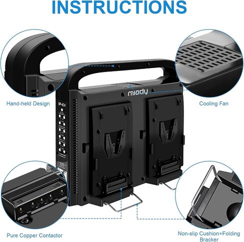 Miady BP-4CH 4 Channel V-Mount/V Lock Battery Charger with DC 16.5V Power Supply Output Compatible with Any V-Mount Battery(Battery Not Included) in Saudi Arabia