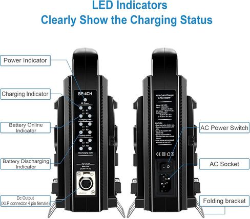 Miady BP-4CH 4 Channel V-Mount/V Lock Battery Charger with DC 16.5V Power Supply Output Compatible with Any V-Mount Battery(Battery Not Included) in Saudi Arabia