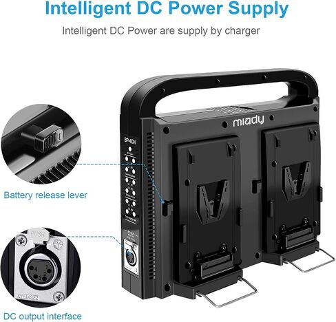 Miady BP-4CH 4 Channel V-Mount/V Lock Battery Charger with DC 16.5V Power Supply Output Compatible with Any V-Mount Battery(Battery Not Included) in Saudi Arabia