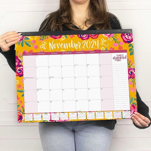 bloom daily planners 2024 Desk Calendar - 21" x 16" Large Monthly Organizer Pad with Stickers (January 2024 - December 2024) Wall Hanging or Desktop Blotter - Vintage Floral in Saudi Arabia