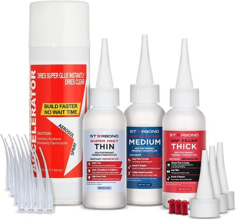 Starbond 2 oz. Thin, Medium, Thick CA Glue with 6 oz. Activator Bundle (Premium Cyanoacrylate Super Glue) for Quick Glue-ups. Woodworking, Woodturning, Hobby Models, 3D Printing in Saudi Arabia