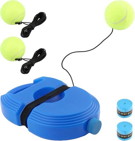 كرة ارتداد لمدرب التنس مع 3 كرات خيطية، جهاز تدريب تنس محمول، معدات تدريب تنس منفردة مع قبضة زائدة واحدة، للتمرين الذاتي، للمبتدئين، والبالغين in Kuwait
