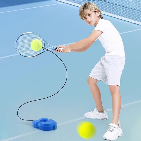 كرة ارتداد لمدرب التنس مع 3 كرات خيطية، جهاز تدريب تنس محمول، معدات تدريب تنس منفردة مع قبضة زائدة واحدة، للتمرين الذاتي، للمبتدئين، والبالغين in Kuwait