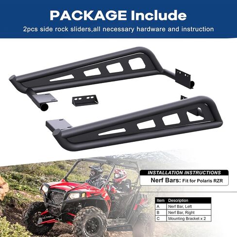 قضبان ELITEWILL Rock Sliders الجانبية Nerf Bars ذات النمط العدواني على شكل شجرة مناسبة لـ 2008-2014 Polaris RZR 570/ RZR 800/ RZR 800 S in Saudi Arabia