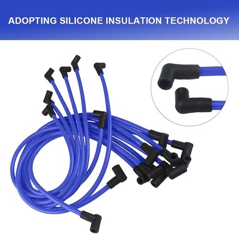 JDMON 10.5mm أسلاك توصيل الإشعال متوافقة مع Chevy 350 400 327 307 383 SBC 454 366 396 402 409 427 496 502 572 632 BBC V8 أسلاك الإشعال باللون الأزرق in Saudi Arabia