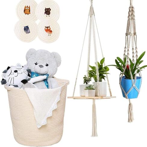 1/4 Inch Natural Cotton Rope, White Craft Rope Clothesline, Used for DIY Rope Baskets, Handicrafts, Candle Wicks, etc, 6MM, 39 Feet. in Saudi Arabia