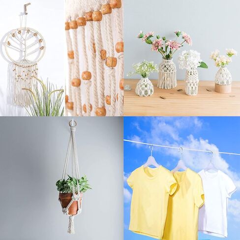 1/4 Inch Natural Cotton Rope, White Craft Rope Clothesline, Used for DIY Rope Baskets, Handicrafts, Candle Wicks, etc, 6MM, 39 Feet. in Saudi Arabia