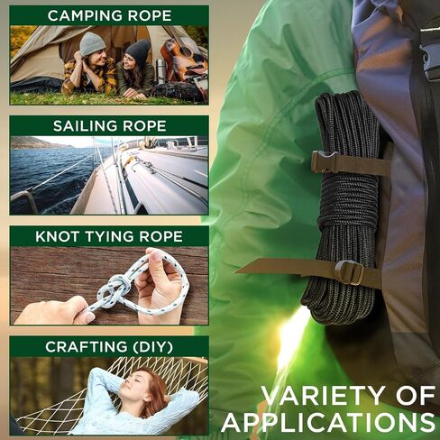 TECEUM Rope – 90 Feet x 1/4 Inch (7mm) – Army Green – Strong All-Purpose Utility Rope – Camping, Crafting, Flag Pole, Indoor & Outdoor – Polypropylene Nylon Poly Lightweight Diamond Braided Cord in Saudi Arabia