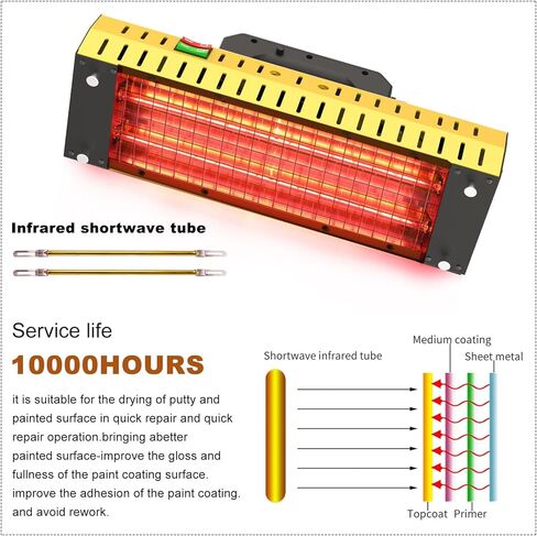 DATOUBOSS مصباح علاج الطلاء بالأشعة تحت الحمراء 2000 واط مصباح الطلاء بالأشعة تحت الحمراء على الموجة القصيرة لأنظمة معالجة الطلاء لإصلاح جسم السيارة in Kuwait