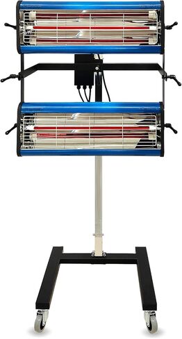 مصباح معالجة الطلاء بالأشعة تحت الحمراء من pakowin، 2100 وات 110 فولت، ضوء تسخين طلاء بالأشعة تحت الحمراء قصير الموجة متحرك لكابينة طلاء السيارة، مع مؤقت وارتفاع قابل للتعديل in Kuwait