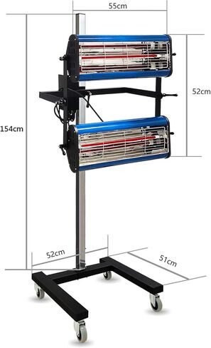 مصباح معالجة الطلاء بالأشعة تحت الحمراء من pakowin، 2100 وات 110 فولت، ضوء تسخين طلاء بالأشعة تحت الحمراء قصير الموجة متحرك لكابينة طلاء السيارة، مع مؤقت وارتفاع قابل للتعديل in Kuwait