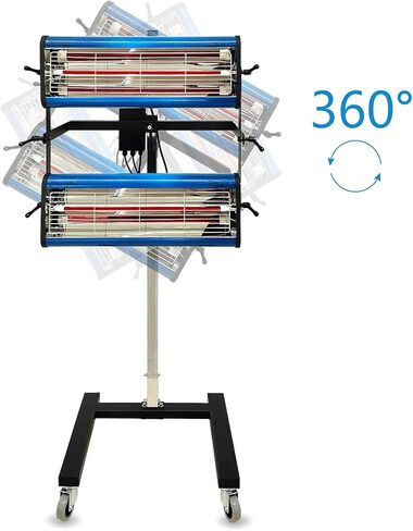 مصباح معالجة الطلاء بالأشعة تحت الحمراء من pakowin، 2100 وات 110 فولت، ضوء تسخين طلاء بالأشعة تحت الحمراء قصير الموجة متحرك لكابينة طلاء السيارة، مع مؤقت وارتفاع قابل للتعديل in Kuwait