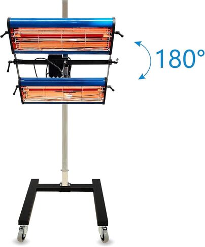 مصباح معالجة الطلاء بالأشعة تحت الحمراء من pakowin، 2100 وات 110 فولت، ضوء تسخين طلاء بالأشعة تحت الحمراء قصير الموجة متحرك لكابينة طلاء السيارة، مع مؤقت وارتفاع قابل للتعديل in Kuwait