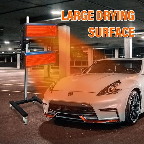 مصباح معالجة الطلاء بالأشعة تحت الحمراء من pakowin، 2100 وات 110 فولت، ضوء تسخين طلاء بالأشعة تحت الحمراء قصير الموجة متحرك لكابينة طلاء السيارة، مع مؤقت وارتفاع قابل للتعديل in Kuwait