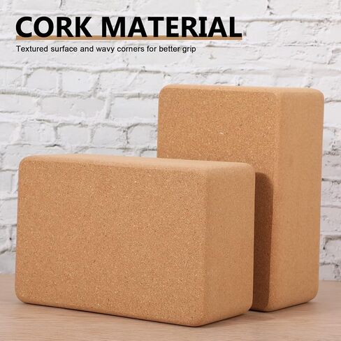 Leitee 4 Pcs Cork Yoga Blocks 9 x 6 x 4 Inch Cork Yoga Brick Non Slip Supportive Yoga Equipment High Density Bricks Wood Yoga Blocks for Stretching Flexibility Balance Fitness Pilates in Saudi Arabia