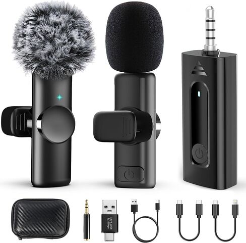 Dual Wireless Lavalier Microphone for Camera/iPhone/Android Phone/Laptop/Computer/GoPro, Professional Plug-Play Lapel Microphone for Video Recording, Interview, Vlogging in Saudi Arabia