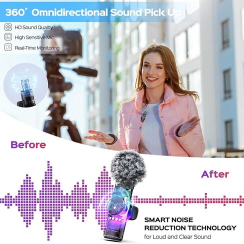 Dual Wireless Lavalier Microphone for Camera/iPhone/Android Phone/Laptop/Computer/GoPro, Professional Plug-Play Lapel Microphone for Video Recording, Interview, Vlogging in Saudi Arabia