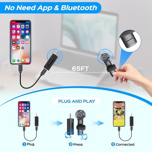 Dual Wireless Lavalier Microphone for Camera/iPhone/Android Phone/Laptop/Computer/GoPro, Professional Plug-Play Lapel Microphone for Video Recording, Interview, Vlogging in Saudi Arabia