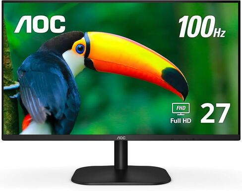 شاشة AOC 27B2H2 مقاس 27 بوصة بدون إطار IPS، FHD 1920x1080، 100 هرتز، 101% sRGB، للمنزل والمكتب، مدخل HDMI وVGA، وضع أزرق منخفض، متوافق مع VESA، أسود in Saudi Arabia