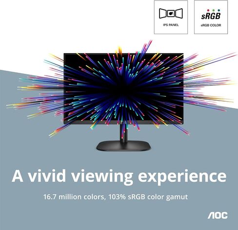 شاشة AOC 27B2H2 مقاس 27 بوصة بدون إطار IPS، FHD 1920x1080، 100 هرتز، 101% sRGB، للمنزل والمكتب، مدخل HDMI وVGA، وضع أزرق منخفض، متوافق مع VESA، أسود in Saudi Arabia