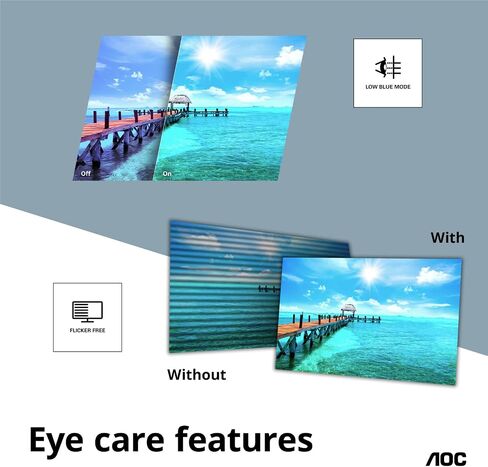 شاشة AOC 27B2H2 مقاس 27 بوصة بدون إطار IPS، FHD 1920x1080، 100 هرتز، 101% sRGB، للمنزل والمكتب، مدخل HDMI وVGA، وضع أزرق منخفض، متوافق مع VESA، أسود in Saudi Arabia
