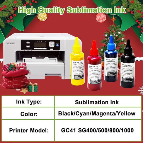 INK+ حبر تصعيد 4 × 100 مل متوافق مع Sublijet Sawgrass Virtuoso SG400 SG500 SG800 SG1000 SG400NA SG800NA وRICOH GC41 GC42 GC51 حبر طابعة النقل الحراري in Saudi Arabia