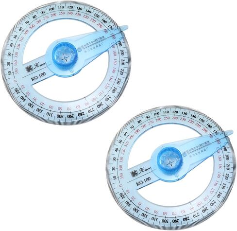 منقلة 360 درجة مع ذراع متأرجح، منقلة بلاستيكية بدائرة كاملة مع رسم ذراع متأرجح، أدوات قياس - قطعتان in Kuwait