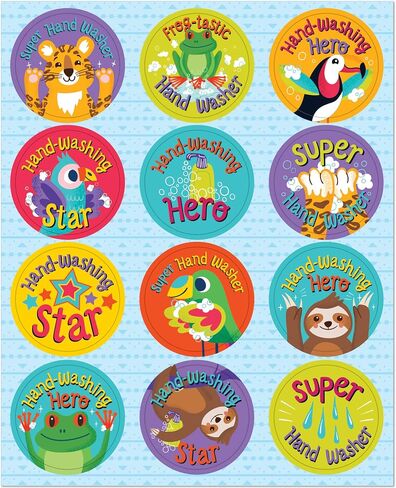 Carson Dellosa Education One World Wash Your Hands Social Distancing Stickers for Kids, 72 Stickers, 1.25-inch x 1.25-inch (168302) in Saudi Arabia