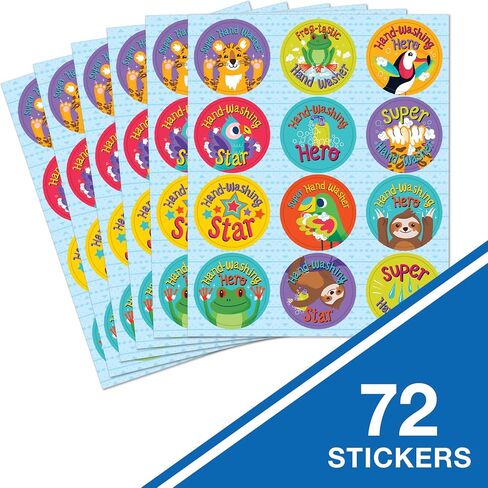 Carson Dellosa Education One World Wash Your Hands Social Distancing Stickers for Kids, 72 Stickers, 1.25-inch x 1.25-inch (168302) in Saudi Arabia